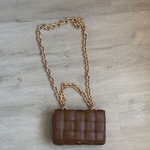 Melie Bianco Brown Crossbody Bag with Gold Chain